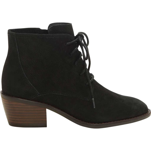 NWOB Black Lucky Brand Idril Nubuck Lace Up Ankle Short Booties - Picture 2 of 11